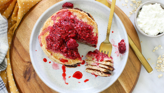 Cottage Cheese Pancakes With Raspberry Compote