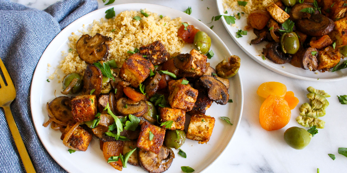 Moroccan Tofu With Mushrooms and Couscous